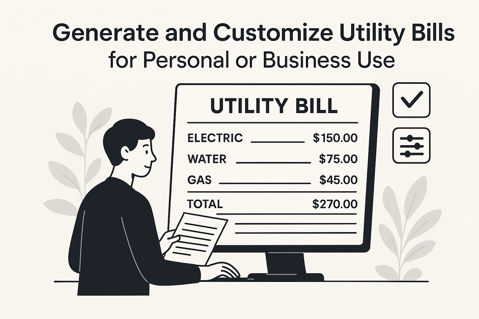 Generate and Customize Utility Bills for Personal or Business Use
