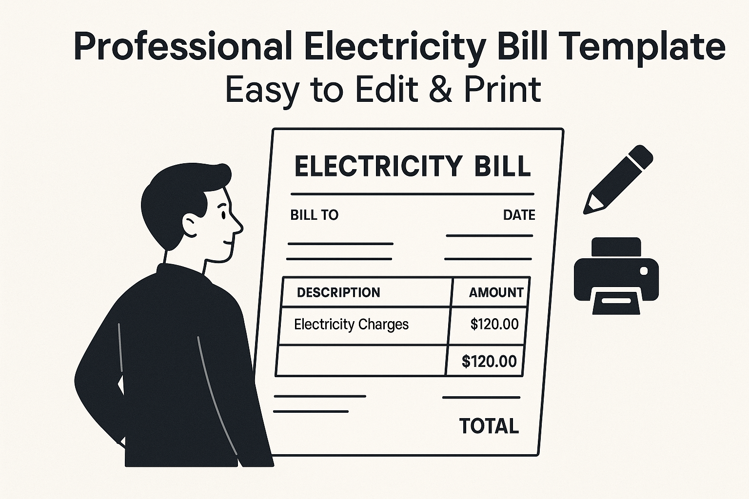 Professional Electricity Bill Template – Easy to Edit & Print